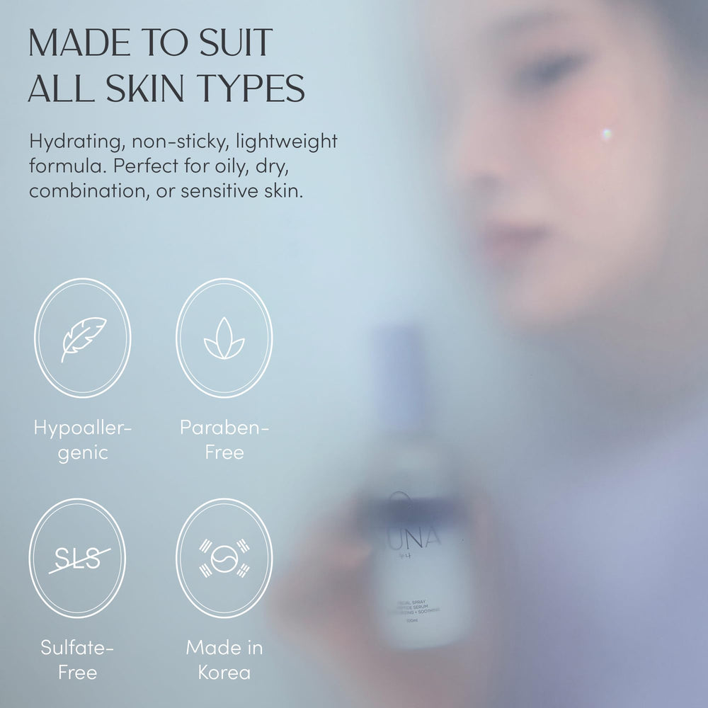 NUNA serum spray mist application provides a fine, refreshing moisture veil.
