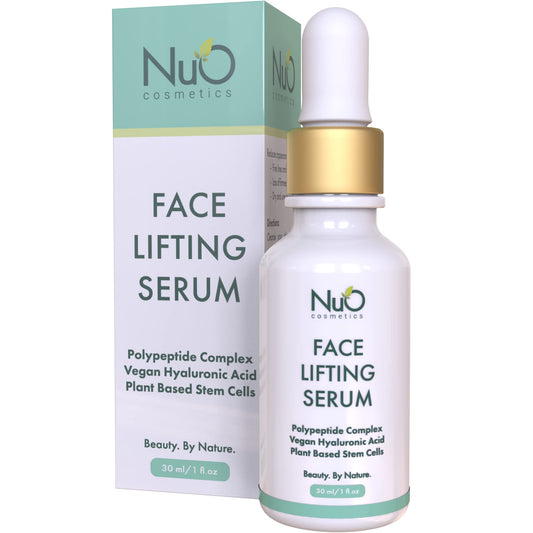 NuOrganic Face Lifting Serum bottle promotes firmer, smoother skin