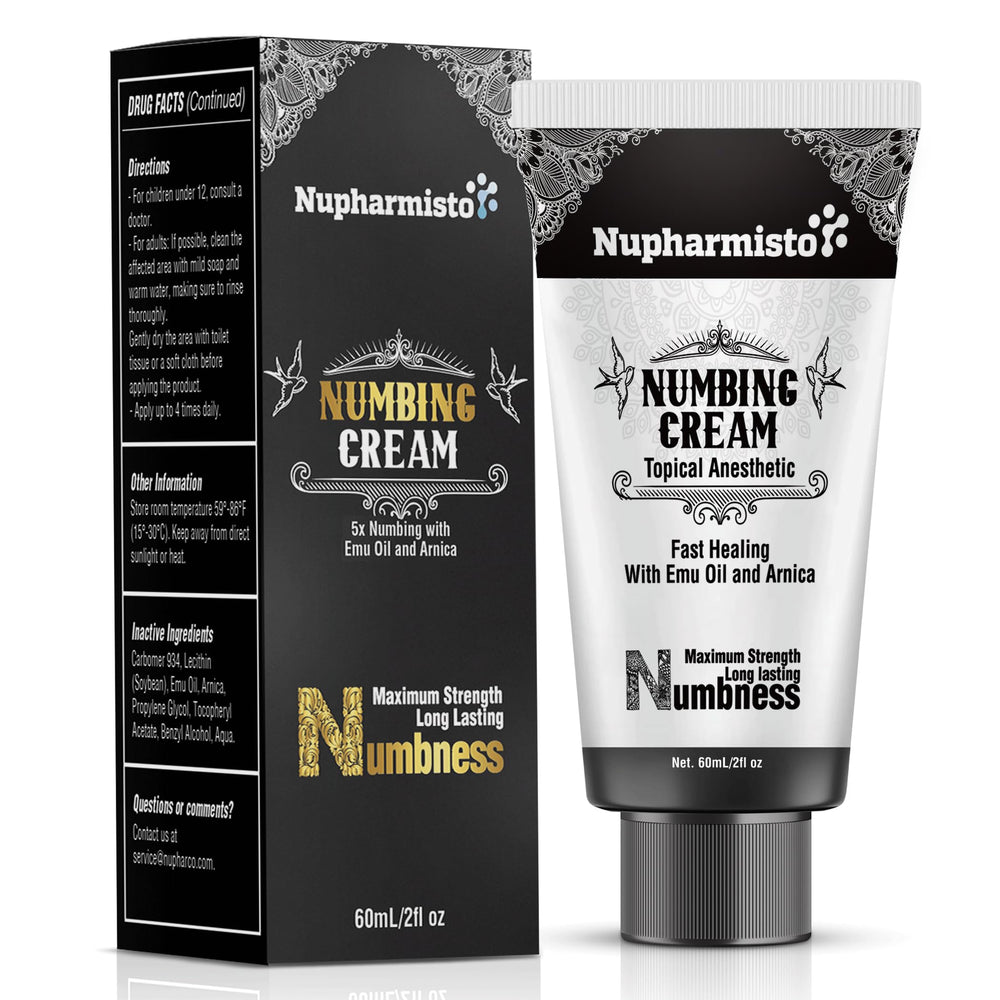 Nupharmco Numbing Cream 60ml bottle showing a compact design for skin comfort