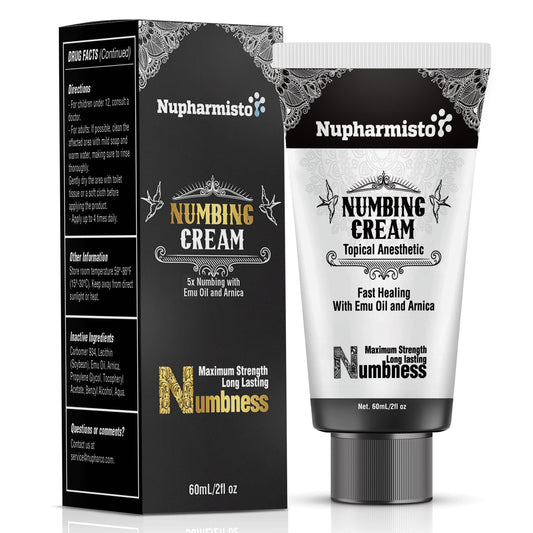 Nupharmco Numbing Cream 60ml bottle showing a compact design for skin comfort