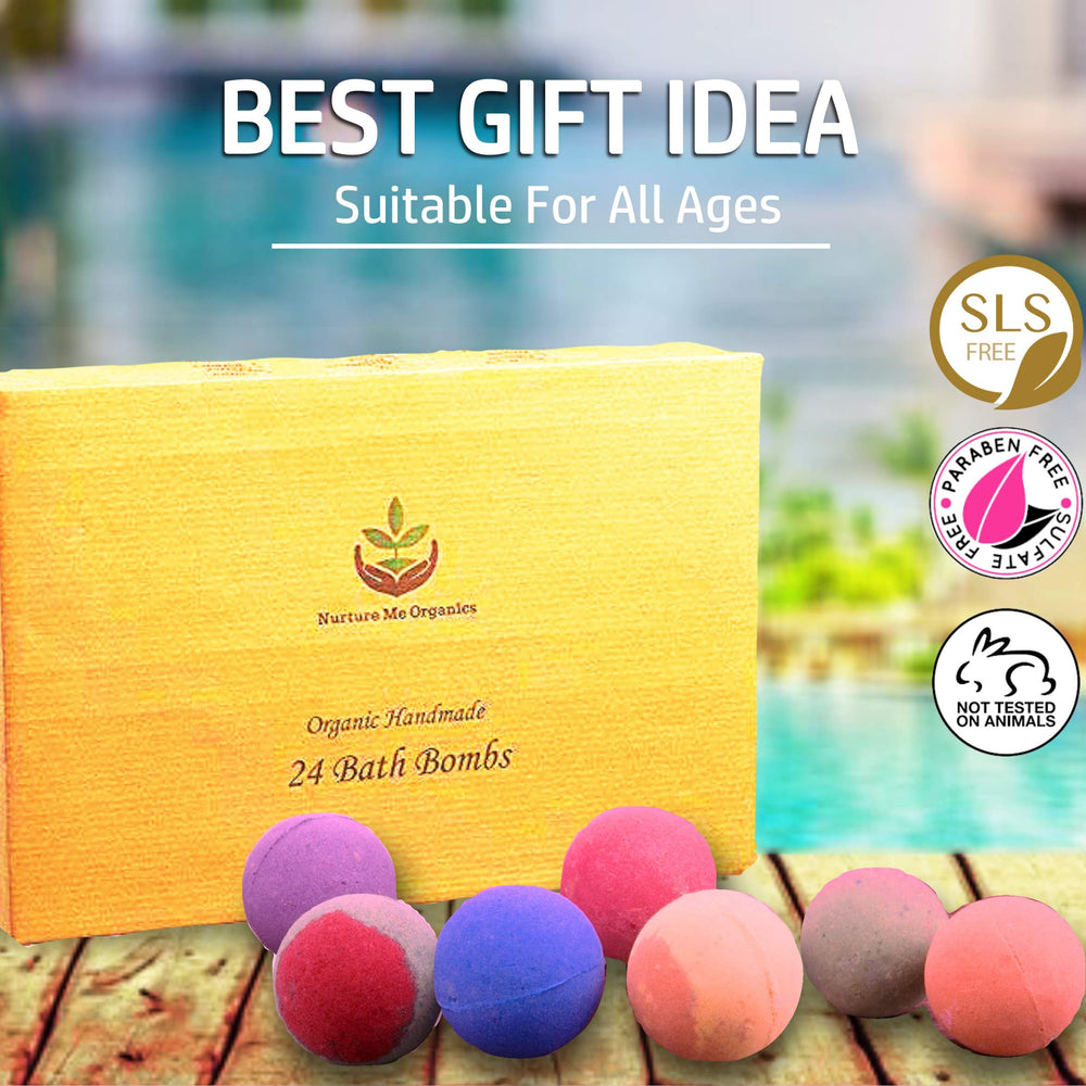 Nurture Me Organics huge bath bombs deliver long-lasting fizz.