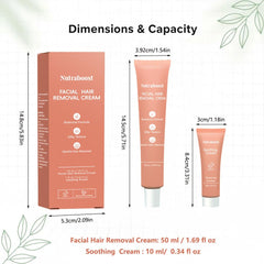 Nutraboost facial hair removal cream application texture demonstrates easy spread on delicate skin.