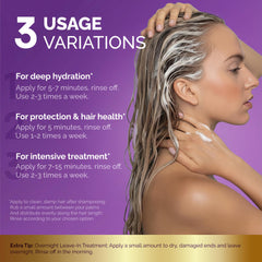 NutraHarmony Hydrating Hair Mask shine-gloss close-up demonstrates enhanced shine after use.