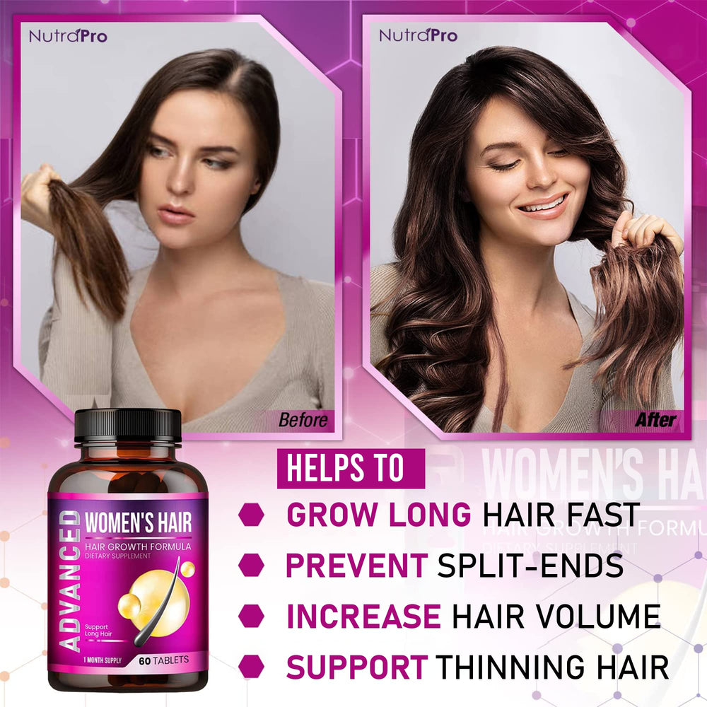 NutraPro Hair Growth Vitamins label close-up—ingredient details for informed use.