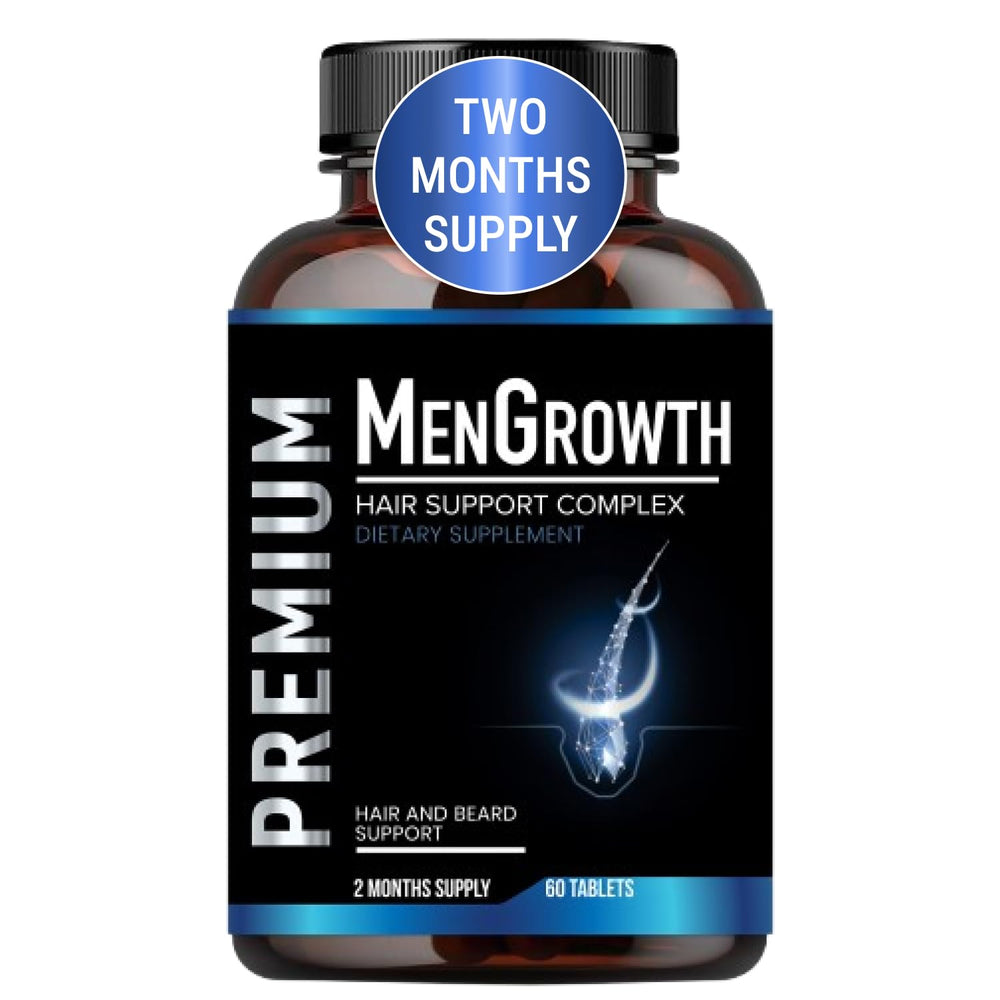 NutraPro MenGrowth bottle front highlighting simple daily hair and beard support.