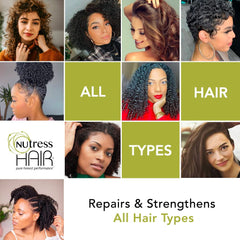 Nutress wet-hair preparation close-up with creamy conditioner for smoothing.
