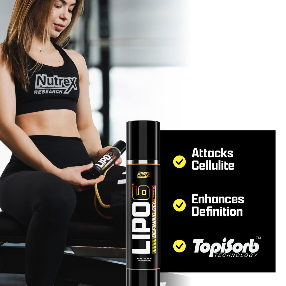 Nutrex Lipo-6 Defining Gel heat activated cream supports circulation during workouts