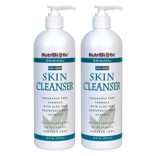 NutriBiotic twin-pack bottle front, fragrance-free gentle cleansing