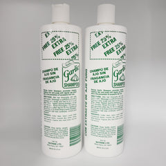 Nutrine Garlic Shampoo Unscented 20oz bottle back view supports daily use with natural ingredients.