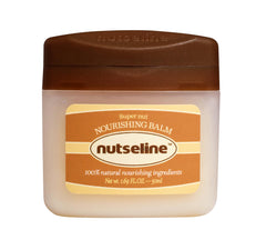 Nutseline Super Nut Balm label close-up showing 50ml size for portability.