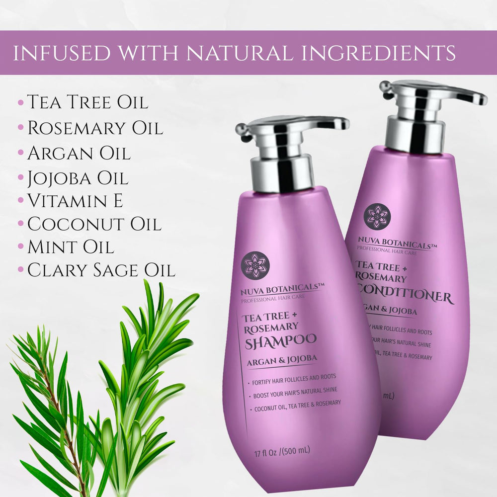 Nuva Botanicals Rosemary Oil Shampoo being applied to scalp for soothing care