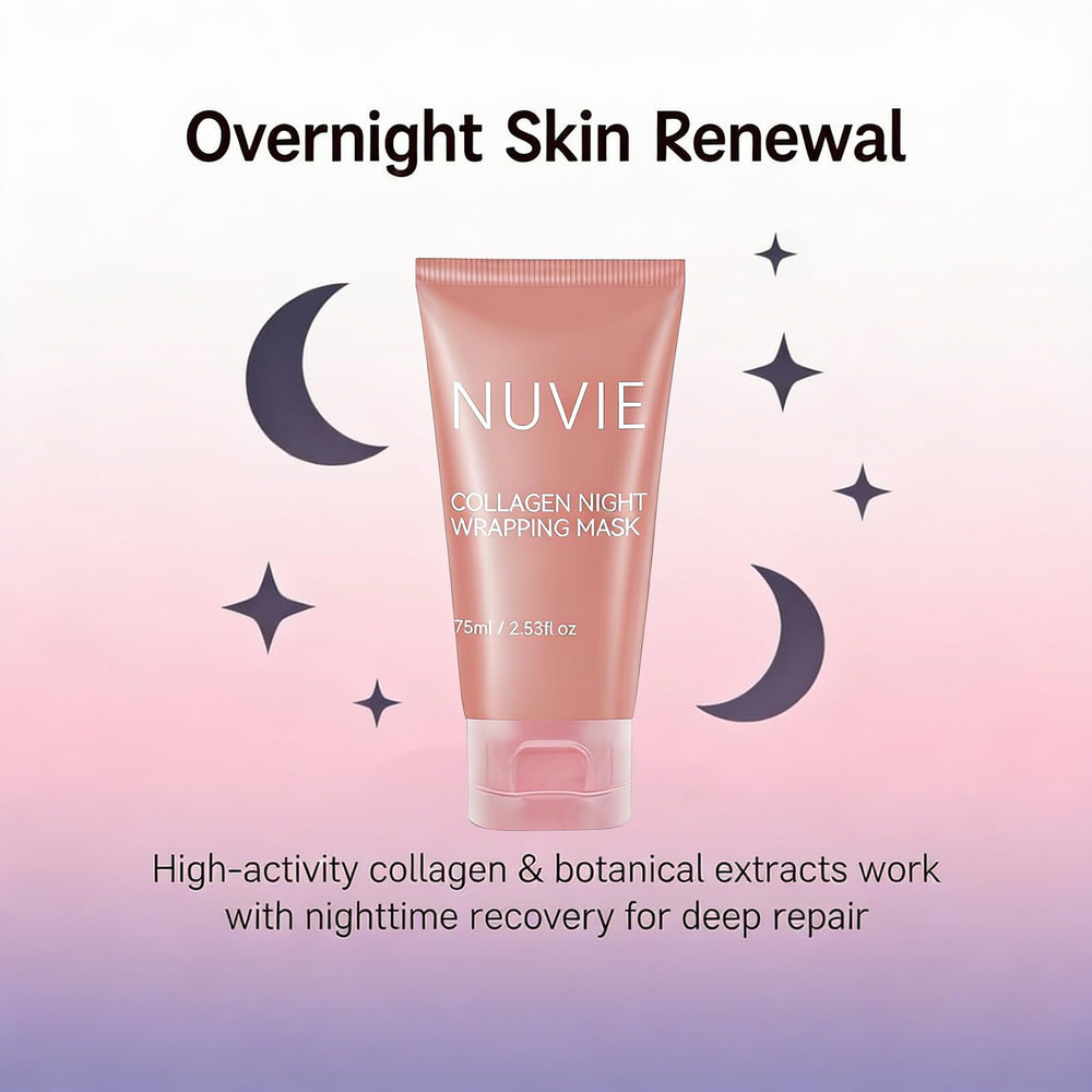 Nuvie collagen overnight peel mask brush enables smooth, even coverage