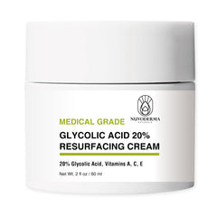 NUVODERMA Glycolic Acid Resurfacing Cream bottle front showing premium exfoliating formula