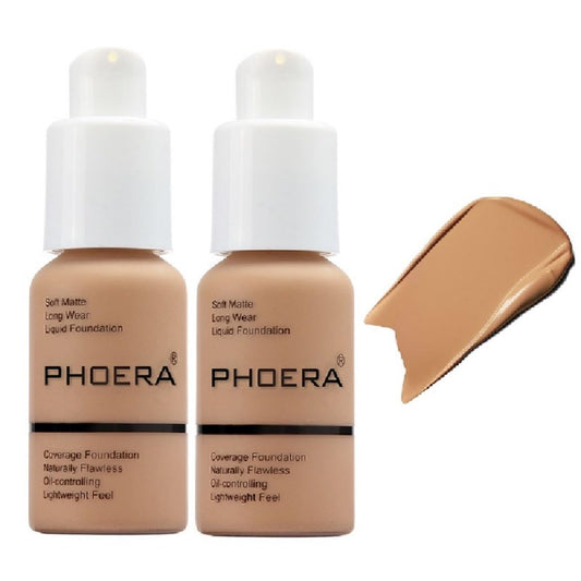 Nvyue PHOERA Foundation 105 Sand bottle shows even coverage for a flawless complexion