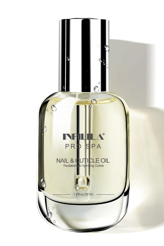 NXJ INFILILA cuticle oil bottle close-up for precise application.