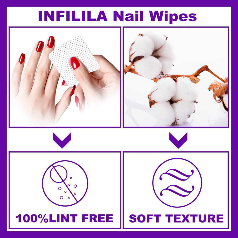 NXJ INFILILA salon wipes absorb acetone without shedding.