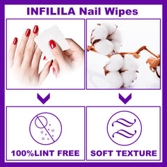 NXJ INFILILA salon wipes absorb acetone without shedding.