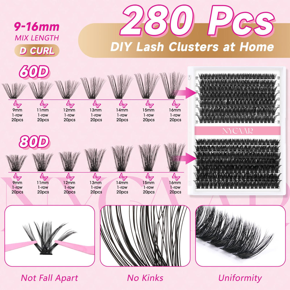 NYCAAR 60D80D soft fiber lash clusters blend naturally.