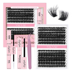 Nycaar lash clusters kit 280pcs: complete DIY lash extensions at home.