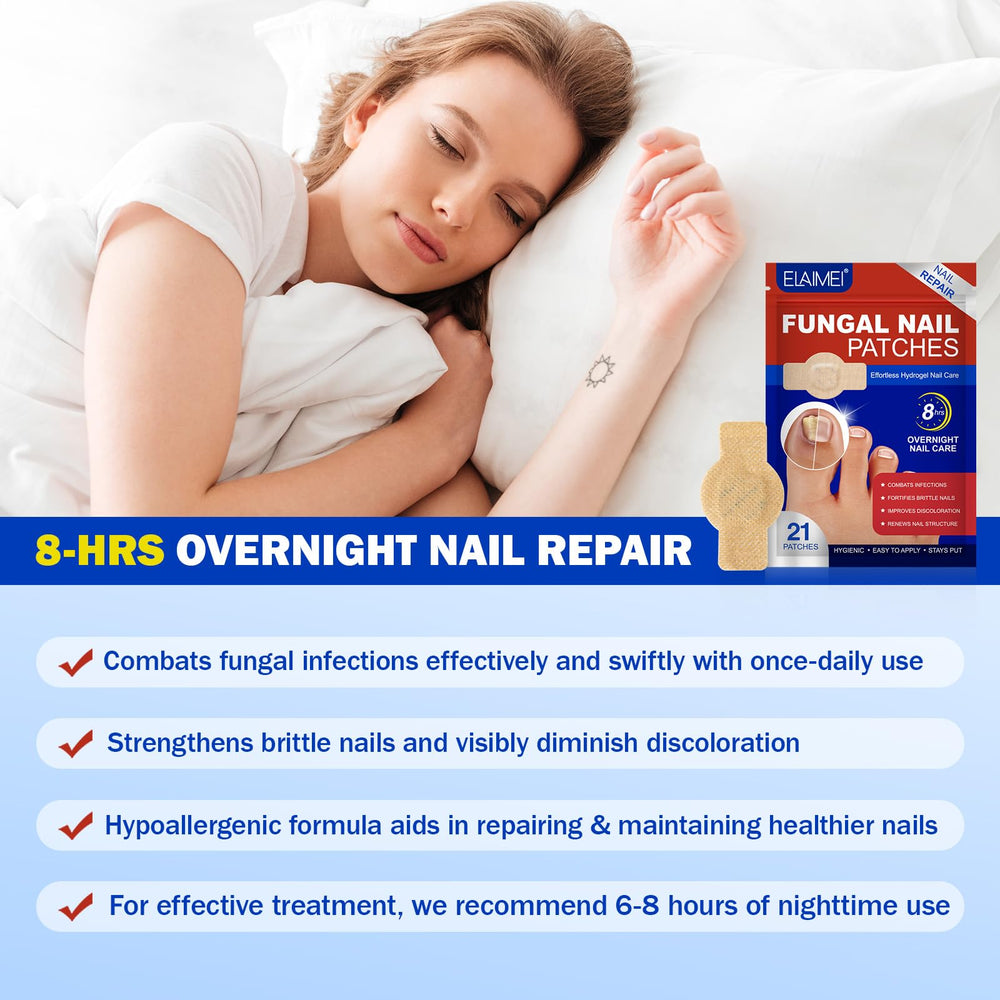 Nyloriaine overnight patch on damaged nail ready for thorough coverage.