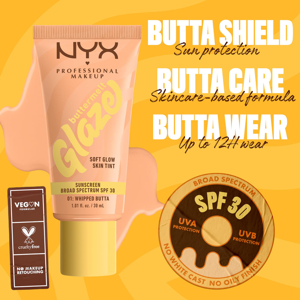 Up to 12 hours wear with NYX Buttermelt Glaze glaze tint