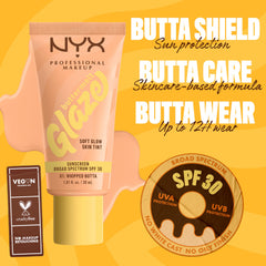 Up to 12 hours wear with NYX Buttermelt Glaze glaze tint