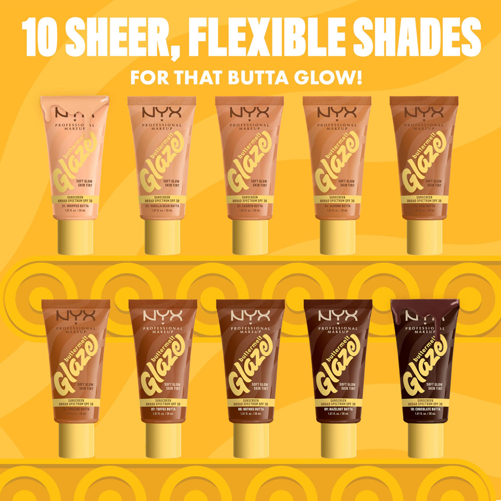 NYX Buttermelt Glaze soft glow shows healthy-looking skin