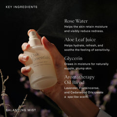 Oak Essentials Balancing Mist lavender and cedarwood aromatherapy calm