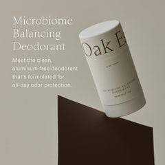 Oak Essentials blue tansy swirl on deodorant highlighting soothing care