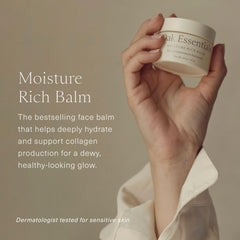 Balm-to-oil transformation shown on fingertips for intense moisture
