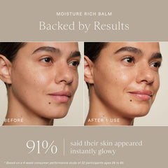 Closeup of creamy balm-to-oil texture melting on skin