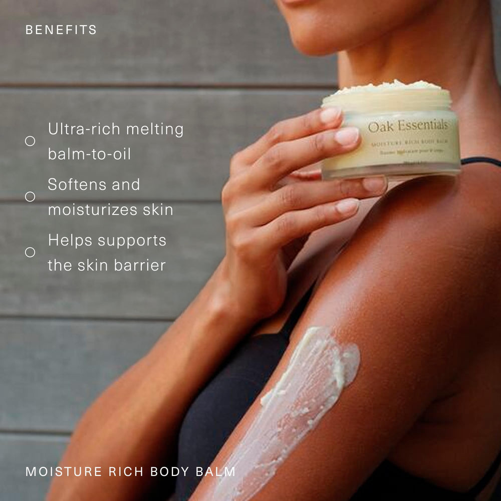Close-up of Oak Essentials balm texture spreading smoothly for lasting moisture