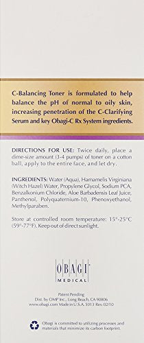 Obagi Medical C-Balancing Toner cotton pad application for impurity removal