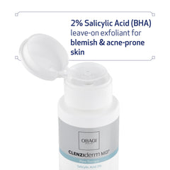 Obagi CLENZIderm M.D. Pore Therapy label close-up highlighting 2% salicylic acid
