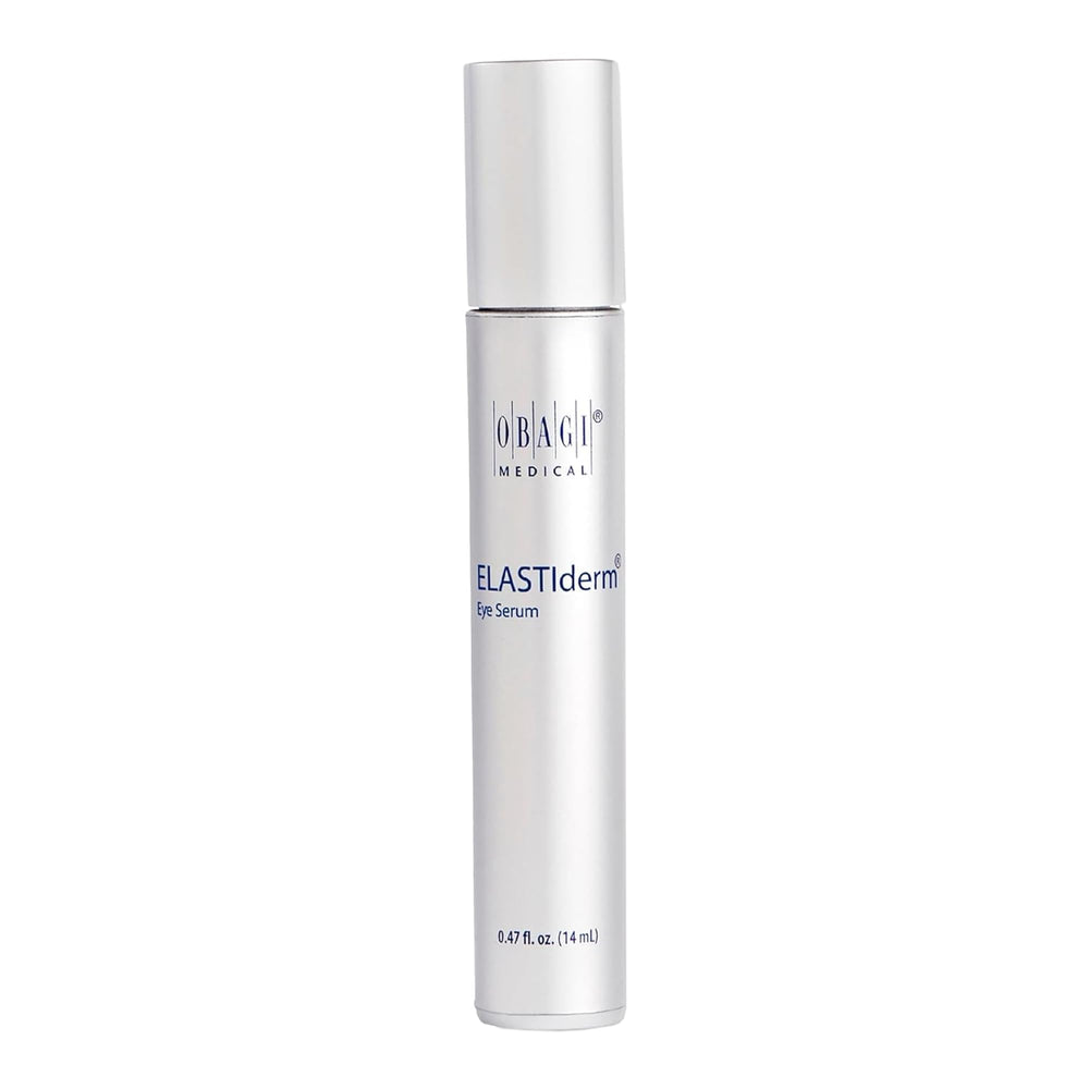 Obagi ELASTIderm Eye Serum bottle with cooling applicator soothes tired eyes.