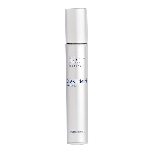 Obagi ELASTIderm Eye Serum bottle with cooling applicator soothes tired eyes.