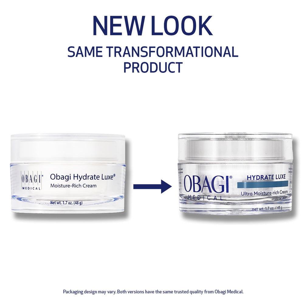 Obagi Hydrate Luxe two-pack front view on a clean vanity.