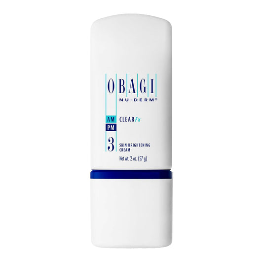Obagi Medical Nu-Derm Clear Fx bottle close-up for brightening and even tone.