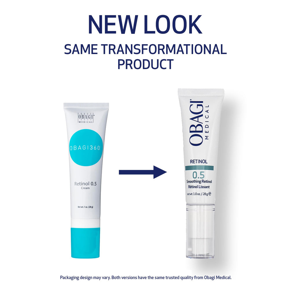 Obagi Medical Retinol 0.5 cream texture close-up emphasizes silky consistency for daily use.