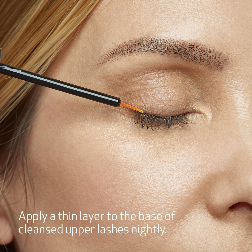 Nightly application sequence shown for gradual lash improvement with Nu-Cil.