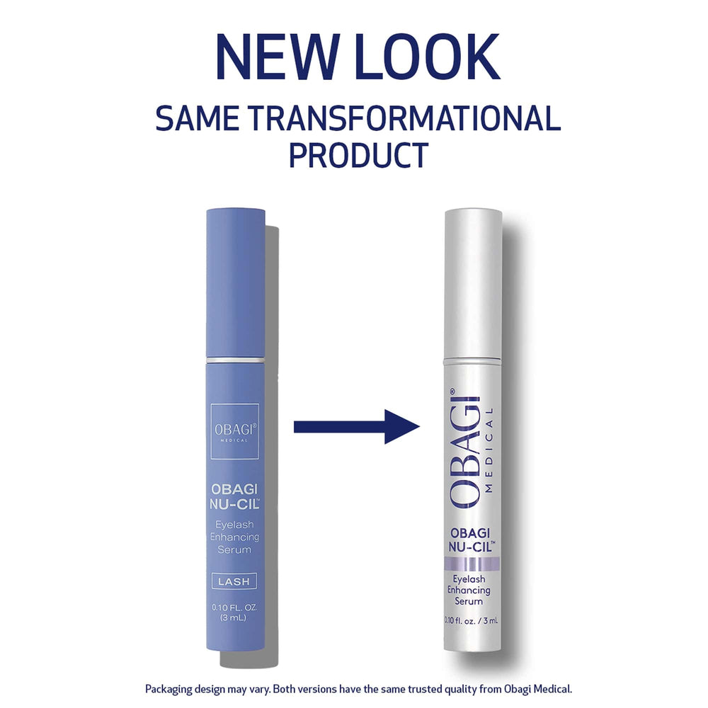 Close-up of the Nu-Cil applicator brush applying serum for precise lash care.