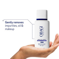 Obagi Nu-Derm Gentle Cleanser foamy lather indicates mild cleansing.