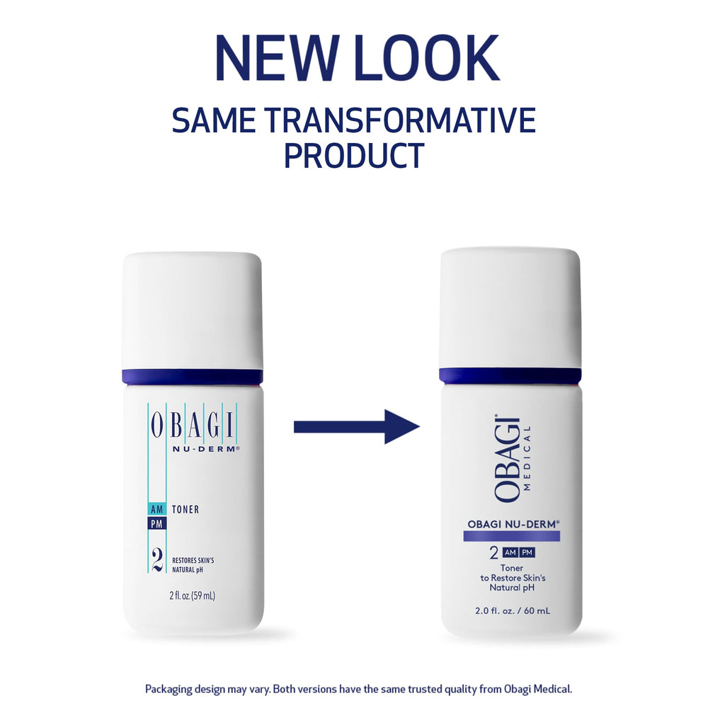 Obagi Nu-Derm Toner label close-up highlights witch hazel and aloe soothing blend.