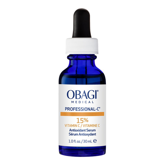 Obagi Professional-C 15% serum bottle ready for daily brightening routine.