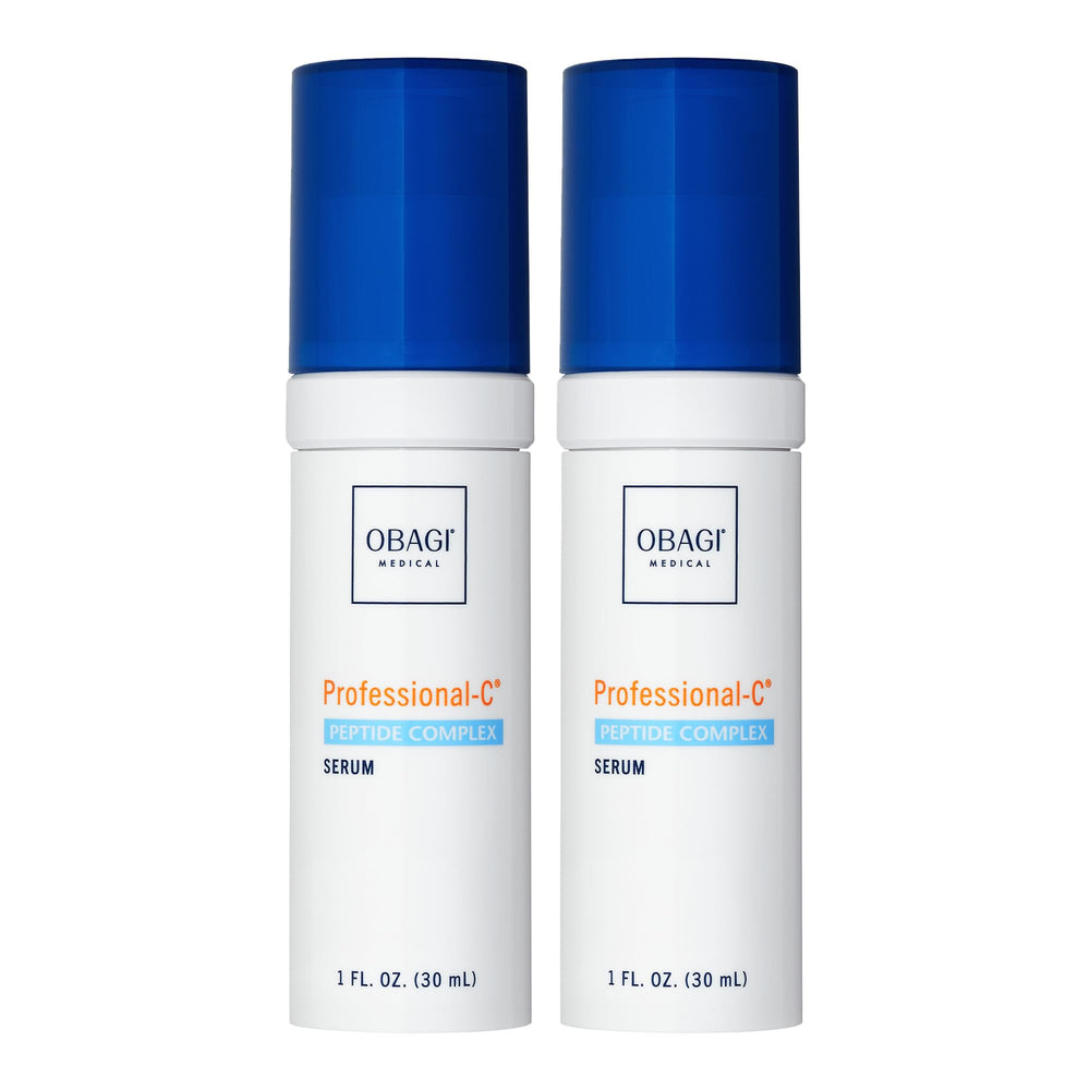 Obagi Professional-C Peptide Complex Serum bottle front highlights premium formula for firmer-looking skin.