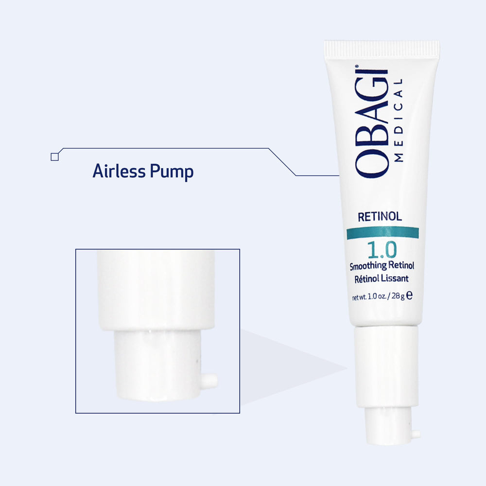 Obagi Medical Retinol 1.0 Cream dermatologist testing badge, professional trust.