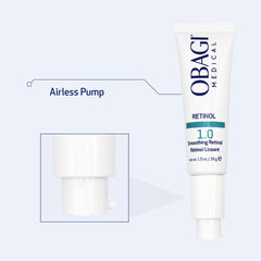 Obagi Medical Retinol 1.0 Cream dermatologist testing badge, professional trust.