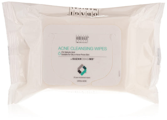 Obagi SUZANOBAGIMD On the Go Cleansing Wipes packshot for quick oil control and refreshment.