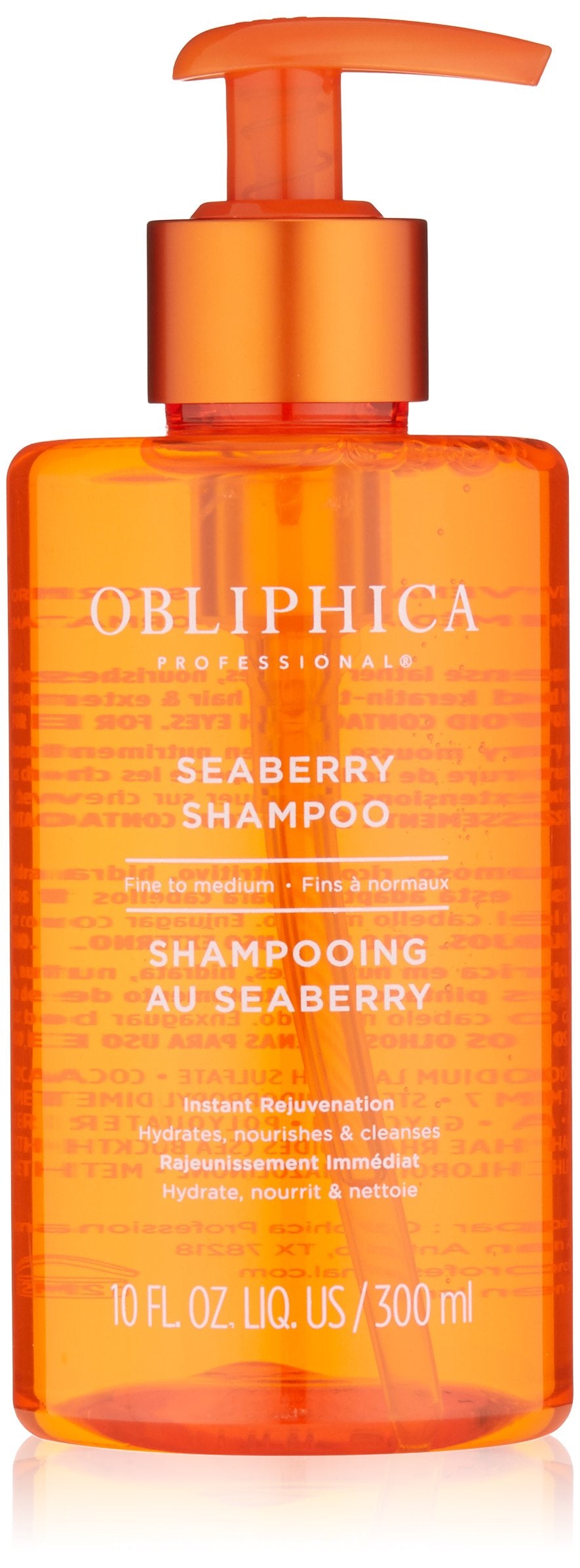 Obliphica Professional Seaberry Shampoo bottle for nourished, hydrated hair.