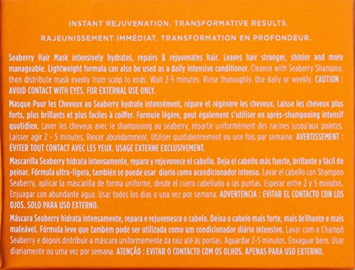 Obliphica Seaberry Hair Mask texture on hand demonstrates creamy hydration.